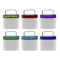 Compact Karaoke Machine shown in different LED colors Green, Lime, Blue, Light Blue, Red, Purple