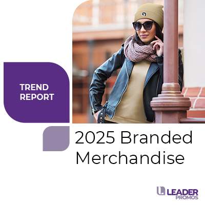 Cover of the 2025 Branded Merchandise Trend Report featuring a well-dressed model ready for Fall