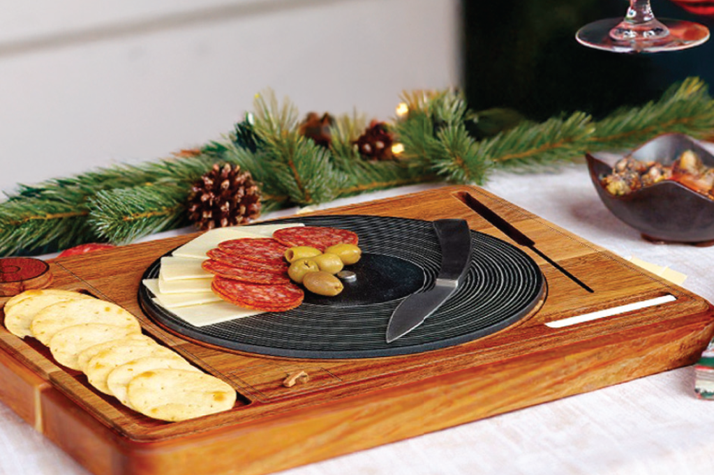 Acacia Turntable Cutting Board Tray